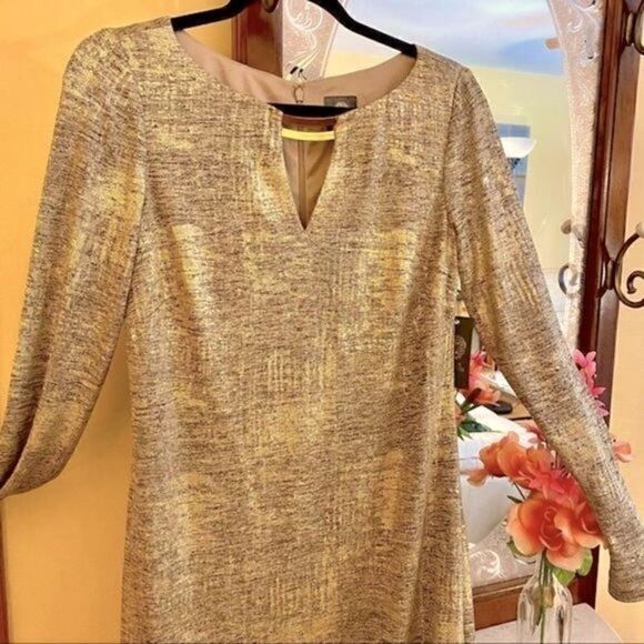 VINCE CAMUTO METALLIC JACQUARD SHEATH DRESS 6 NWT - Picture 2 of 15